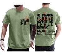 No Weapon Formed Against Me Shall Prosper - Camisa cristiana con tres clavos cruzados Isaías 54:17, unisex, verde, XL