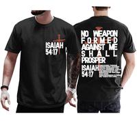 No Weapon Formed Against Me Shall Prosper - Camisa cristiana con tres clavos cruzados Isaías 54:17, unisex, Negro, 3XL