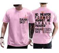 No Weapon Formed Against Me Shall Prosper - Camisa cristiana con tres clavos cruzados Isaías 54:17, unisex, rosa, XXL