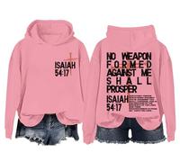 No Weapon Formed Against Me Shall Prosper - Sudadera con capucha Christian Three Nails Cross Isaías 54:17, rosa, L