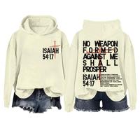 No Weapon Formed Against Me Shall Prosper - Sudadera con capucha Christian Three Nails Cross Isaías 54:17, Khika, S