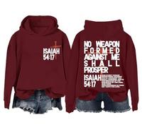 No Weapon Formed Against Me Shall Prosper - Sudadera con capucha Christian Three Nails Cross Isaías 54:17, Burdeos, XXL