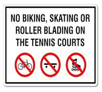 No Wheels On Tennis Court Warning Metal Sign 8x12 Inch