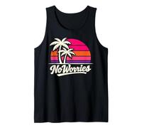 No Worries Atardecer Retro Palmeras Estilo Playa Camiseta sin Mangas