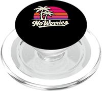 No Worries Atardecer Retro Palmeras Estilo Playa PopSockets PopGrip para MagSafe