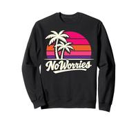 No Worries Atardecer Retro Palmeras Estilo Playa Sudadera