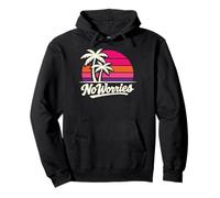 No Worries Atardecer Retro Palmeras Estilo Playa Sudadera con Capucha