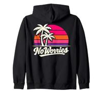 No Worries Atardecer Retro Palmeras Estilo Playa Sudadera con Capucha