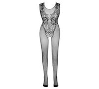 No:Xqse Catsuit con entrepierna abierta para mujer Negro S-L