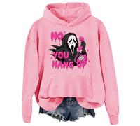 No You Hang Up Sudadera con capucha de película de terror de miedo para Halloween, divertida e informal para fiesta de Halloween, Rosa-2., S