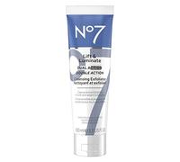 No7 Lift & Luminate - Limpiador facial de doble acción y exfoliante, exfoliante facial suave con vitamina C, E y B5, limpiador profundo de poros para un tono de piel opaco e irregular (3.3 onzas