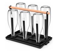 Noa Home Deco Escurridor para 6 Botellas con Bandeja Extraíble | Soporte para Botellas SodaStream y Biberones, Tapas de Silicona, Asa de Madera, Diseño Compacto para Encimera
