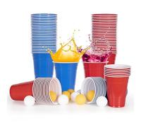Noa Home Deco Juego de 50 Vasos de Plástico para Fiestas de 16 Onzas/473 ml - Vasos de Plástico Reutilizables para Fiestas, Aptos para Acampar, Navidad, Cumpleaños, Bodas y Eventos