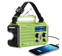 NOAA Radio meteorológica para el hogar al aire libre de emergencia - Radio AMFM SW portátil, 5 vías alimentada por energía solarmanivela2000 mAh batería de banco de energíacargador USB, linterna