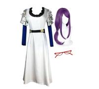 NOAFUNZO Vestido de anime Tokyo Ghoul Kamishiro Rize morado para juego de rol, vestido blanco para cosplay, Halloween, fiesta de máscaras (blanco + peluca, S)