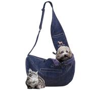 Noah & Paw Bandolera transportin Perro 2,2-8 kg, transportin Gato pequeño, Bolsa Transporte Ajustable para Mascotas, 3X función de Seguridad, Fabricado en Denim Premium.