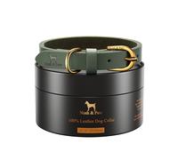 NOAH & PAW Collar XL para Perros, Cuero Genuino Encerado, Hebilla Metálica Resistente, Unisex, Cuello 18-24 Pulgadas (Camel)