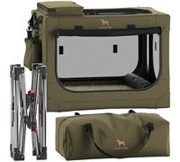 Noah & Paw Jaula plegable para perros pequeños de 26 pulgadas, caja de viaje para perros pequeños, equipada con cama para perro, agujero de agua, 2 bolsillos de almacenamiento, bolso, cremallera de