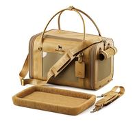Noah & Paw Transportín Blando para Gatos y Perros Pequeños, Aprobado TSA Aerolíneas 46x28x28cm, Jaula de Viaje para Mascotas, Kennel Pequeño, Colchoneta Incluida, Cuero Sintético Camel