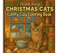 Noah Rain Christmas Cats: Comfy Cozy Coloring Book: A Cozy Holiday Coloring Collection of Cats, Kittens, Cabins, and Christmas Scenes