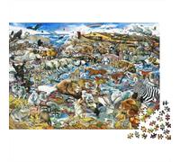 Noahs Arca Escena Animal 1000 Piezas Papel Ecológico Rompecabezas Conjunto Fans De Adolescentes 12-18 Años Entrenamiento De Concentración Presente Divertido 38x26cm/1000pcs
