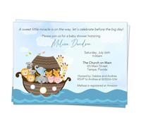 Noahs Ark Baby Shower Invitations Invita a Noah's Noah Religious Religious Christian Little Boy Girl Unisex Sorpresa Surpria tarjetas impresas person