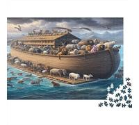 NoahsArkBiblicalEscena Puzzle 1000 Piezas De Cartón Grueso Rompecabezas Anti Estrés Adultos para Plan De Fin De Semana como Regalo Original 52x38cm/1000pcs