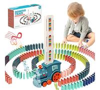 Noaideoi Juego de Juguetes de Dominó para Niños, Bloques de Dominó Automáticos Juguetes de Apilamiento Juegos Infantiles Creativos Educación Temprana Niños Niñas Edad 3-12(Cian)