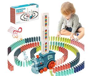 Noaideoi Juego de Juguetes de Dominó para Niños, Bloques de Dominó Automáticos Juguetes de Apilamiento Juegos Infantiles Creativos Educación Temprana Niños Niñas Edad 3-12(Cian)