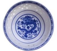NOALED Cuencos para Servir, Cuenco de arroz, vajilla de Porcelana Azul y Blanca, vajilla de dragón Chino, Cuencos de Sopa de Ramen de cerámica, 9 Inches