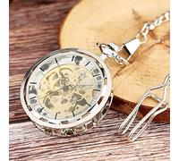 NOALED Reloj de Bolsillo Reloj Vintage Collar Steampunk Esqueleto Mecánico Fob Reloj Colgante Cuerda Manual Hombres Mujeres Cadena Regalo (3)