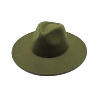 NOAMED Fengyan Sombreros Hombres y Mujeres Parejas Aleros Planos Aleros Grandes Sombrero Otoño e Invierno Lana Sombrero de Copa Jazz Caballero Sombrero (Color : Ejercito Verde, Talla : 56-58cm)