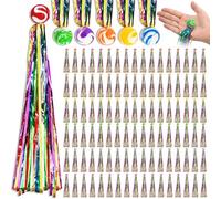 Noamus 100 bolas hinchables con serpentinas coloridas, bolas de cometa de goma de 25 mm, mini bola surtida con cola, relleno de bolsas de regalo para niños y adolescentes, recuerdos de fiesta, premios