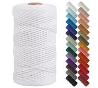 NOANTA White Macrame Cord 2mm x 220yards, Colored Macrame Rope, Cotton Rope Macrame Yarn, Colorful Cotton Craft Cord for Wall Hanging, Plant Hangers,