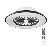 Noaton 11056BR Vega, Ventilador de techo con luz, Mando a distancia, Atenuación LED, 3 temperaturas de color ajustables, Temporizador, Flujo de aire hasta 61 m3/min, Ø56cm (Negro)