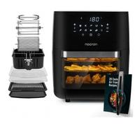 Noaton A120 Ultra Pro Freidora de Aire 12L, Freidora sin aceite, Incluye libro de recetas y pinzas de cocina 26 cm, 1800W, 10 programas, Pantalla digital, Compacta, para 1-4 personas, Negra