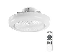 Noaton® Polaris Blanco, Ventilador de techo con luz, Mando a distancia, Atenuación LED, 3 temperaturas de color ajustables, Temporizador, Flujo de aire hasta 60 m3/min, Ø45cm
