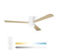 Noaton Ventilador de Techo con Mando a Distancia, Luz Ajustable 22,9 W, Madera natural, Ultra Silencioso, 6 Velocidades, Temporizador, 3 Palas, Función Verano-Invierno, Ø132 cm