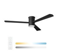 Noaton Ventilador de Techo con Mando a Distancia, Luz Ajustable 22,9 W, Negro, Ultra Silencioso, 6 Velocidades, Temporizador, 3 Palas, Función Verano-Invierno, Ø132 cm