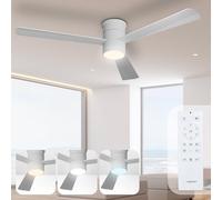 Noaton Ventilador de Techo con Mando a Distancia, Luz Ajustable 22,9 W, Blanco, Ultra Silencioso, 6 Velocidades, Temporizador, 3 Palas, Función Verano-Invierno, Ø132 cm