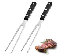 Noaxylic 2 Pieza Tenedor de Carne con Mango, 29cm Tenedores de Acero Inoxidable, Tenedor de Carne con Mango de Plástico para Lavavajillas, Reutilizable, para Asar Pavo y Cenas (Negro)
