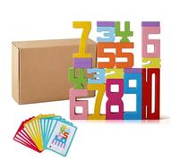 Noaxylic 20 Piezas Number Blocks, Wooden Educational Numeros de Madera, Bloques de Construcción de Madera con Números del 1 al 10, para Juguetes Educativos Regalo, Regalos para Niñas Niños