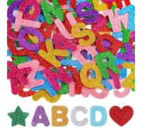 Noaxylic 215 Piezas Letras Adhesivas, Pegatinas Letras Autoadhesivas, Coloridas Pegatinas de Alphabet con Purpurina, Corazón Alfabeto Estrella, per Lavori Creativi, Decoro, Bricolage
