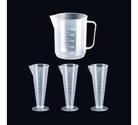 Noaxylic 4 Piezas Jarra Medidora, 500ml y 100ml Vaso medidor de Plástico Polipropileno con Asa y Graduada, Resistente al Calor Measuring Cups para Cocina Laboratorio (Transparente)