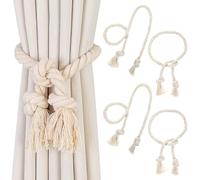 Noaxylic 4 Piezas Tiebacks de Cortina, Alzapaños Cortinas Trenzados a Mano, 80 cm Lazos Cuerda Cortina, Recoge Cortinas, Lazos de Curtain Simples, para Decorar tu Dormitorio, Terraza, Salón, Oficina