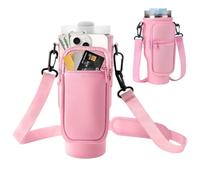 Noaxylic Bolsa para Stanley Cup, Accesorios para Stanley Cup con Compartimento para Teléfono Móvil, Bolsa Portabotellas de Agua con Correa Ajustable Funda, para Correr, Senderismo y Ciclismo, Rosa