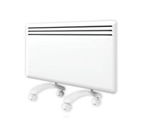 Nobø NFK4N radiador eléctrico bajo consumo 1000W blanco con ruedas y montaje en pared, convector eléctrico con termostato inteligente NCU-2Te y temporizador, IP24, protección antihielo