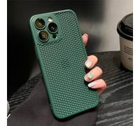 NOBAA Funda de Malla Hueca de disipación de Calor Transpirable de Lujo para iPhone 15 14 12 11 13 Pro MAX 15Plus Cubierta de protección de Lente de PC Dura Mate, Verde D, para iPhone 15 Pro