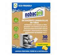 NobacPro - Lavavajillas en Tiras Ecológico | 30 Lavados (1 Paquete) | Fresh Lemon | Detergente Lavavajillas Vegano, Sin Plásticos y Respetuoso con el Medio Ambiente | Limpieza Profunda