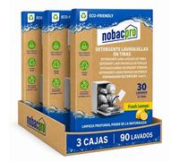 NobacPro - Lavavajillas en Tiras Ecológico | 90 Lavados (3 Paquetes) | Fresh Lemon | Detergente Lavavajillas Vegano, Sin Plásticos y Respetuoso con el Medio Ambiente | Limpieza Profunda